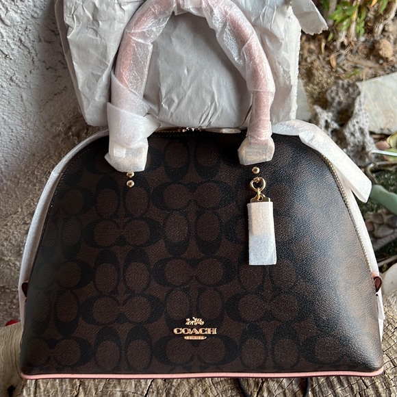 NEW Coach Katy Satchel in Signature Canvas & Shell Pink - Picture 6 of 9